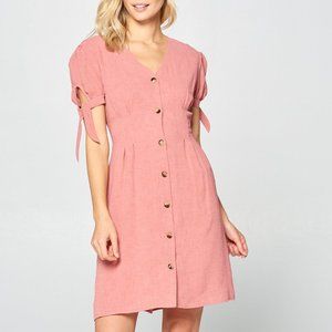 Mauve Bow Button-Down Dress